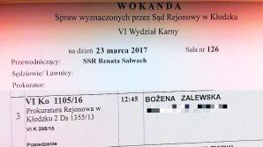 [VIDEO] Jak Prokurator Rejonowy w Kłodzku, Jan Sałacki, może ukarać swoją żonę, podwładną mu prokurator? Nie da jej obiadu czy jak? - pyta Bożena Zalewska, której sąd uznał wczoraj niezdolność do wykonywania robót publicznych