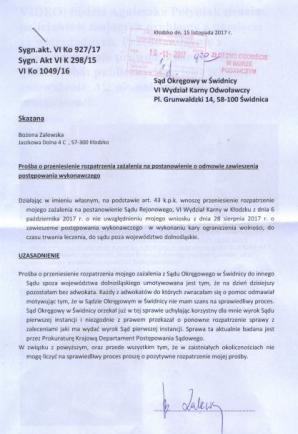 [VIDEO] Czy kolesiostwo w Sądzie Okręgowym w Świdnicy będzie we wtorek decydować o skandalicznej karze dla biznesmenki z Kłodzka? Czy Prezes Sądu Anatol Gul odsunie od decyzji kolegów i koleżanki śpiącej na rozprawach prokurator Małgorzaty Sałackiej?