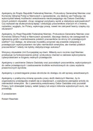 [VIDEO] Dlaczego Sąd Rejonowy w niemieckim Freiburgu i szefowie aresztu nie odpowiadają na dziennikarskie pytania w sprawie dot. uwięzionego studenta? Demonstracja dziś o godz. 11:00 przed Ambasadą Niemiec Warszawie!