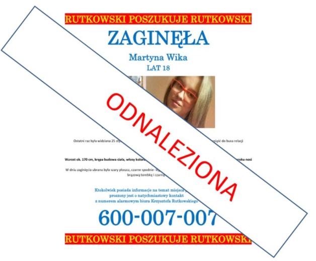 Martyna Wika odezwała się do rodziny po 18 godzinach akcji Krzysztofa Rutkowskiego. Zadzwoniła z telefonu zarejestrowanego w Wielkiej Brytanii